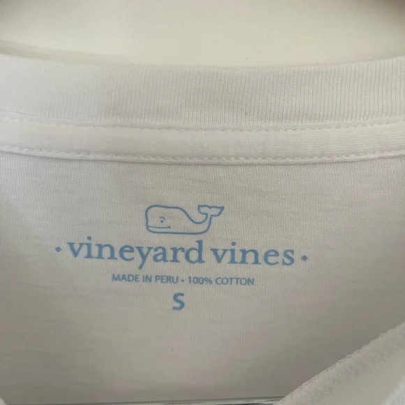 Vineyard Vines T-Shirt Men Large Football Whale White Short Sleeve Front Pocket - Picture 3 of 4